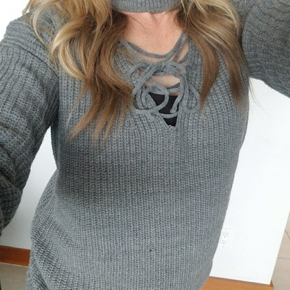 Lace Up Choker Knit Sweater! LAST 1! - Picture 5 of 5